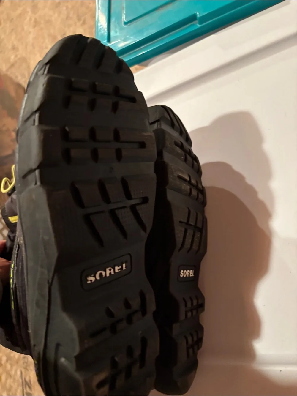 Sorel Kids Black Boot with Yellow Accents